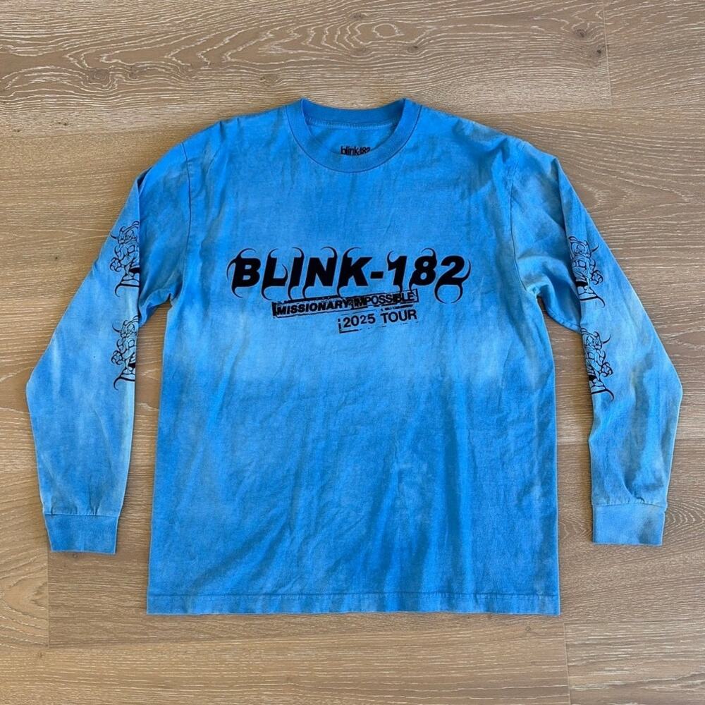 Blink-182 Missionary Impossible 2025 Tour Long Sleeve Tee Size L Blue Black